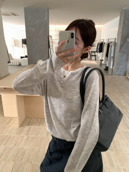 // 假兩件小鈕扣linen NT