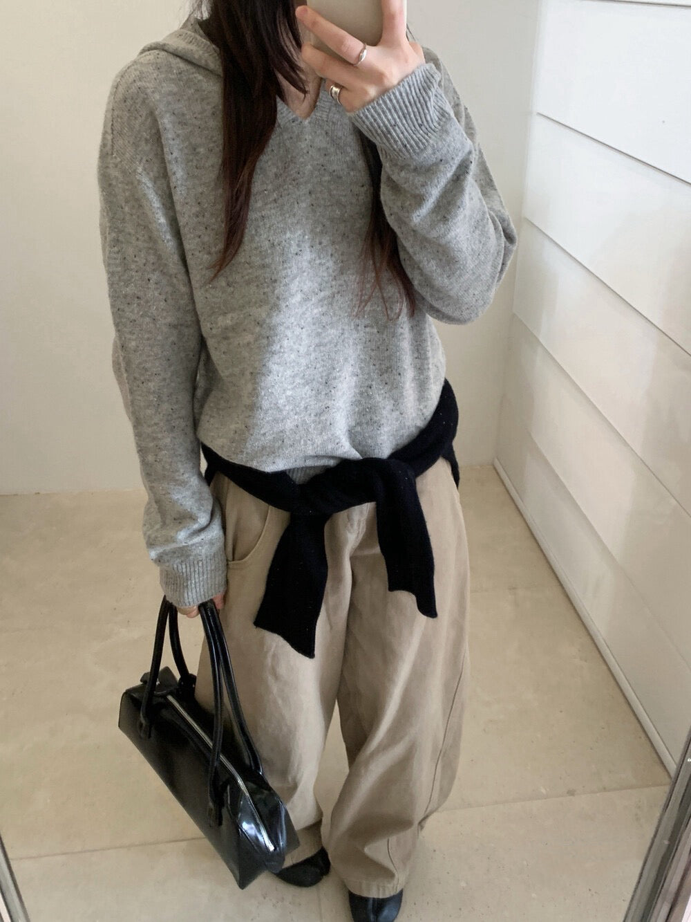 // 98%綿羊毛混點無縫一體連帽NT