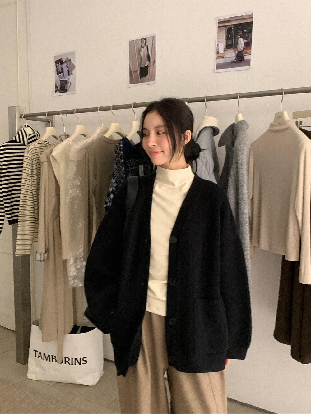 // 慵懶重磅靚色V領中長CD