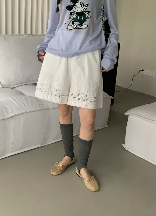 // 美美鈎花棉闊腳短褲
