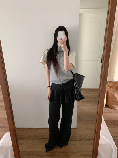 // 鬆鬆領超美排扣針織背心