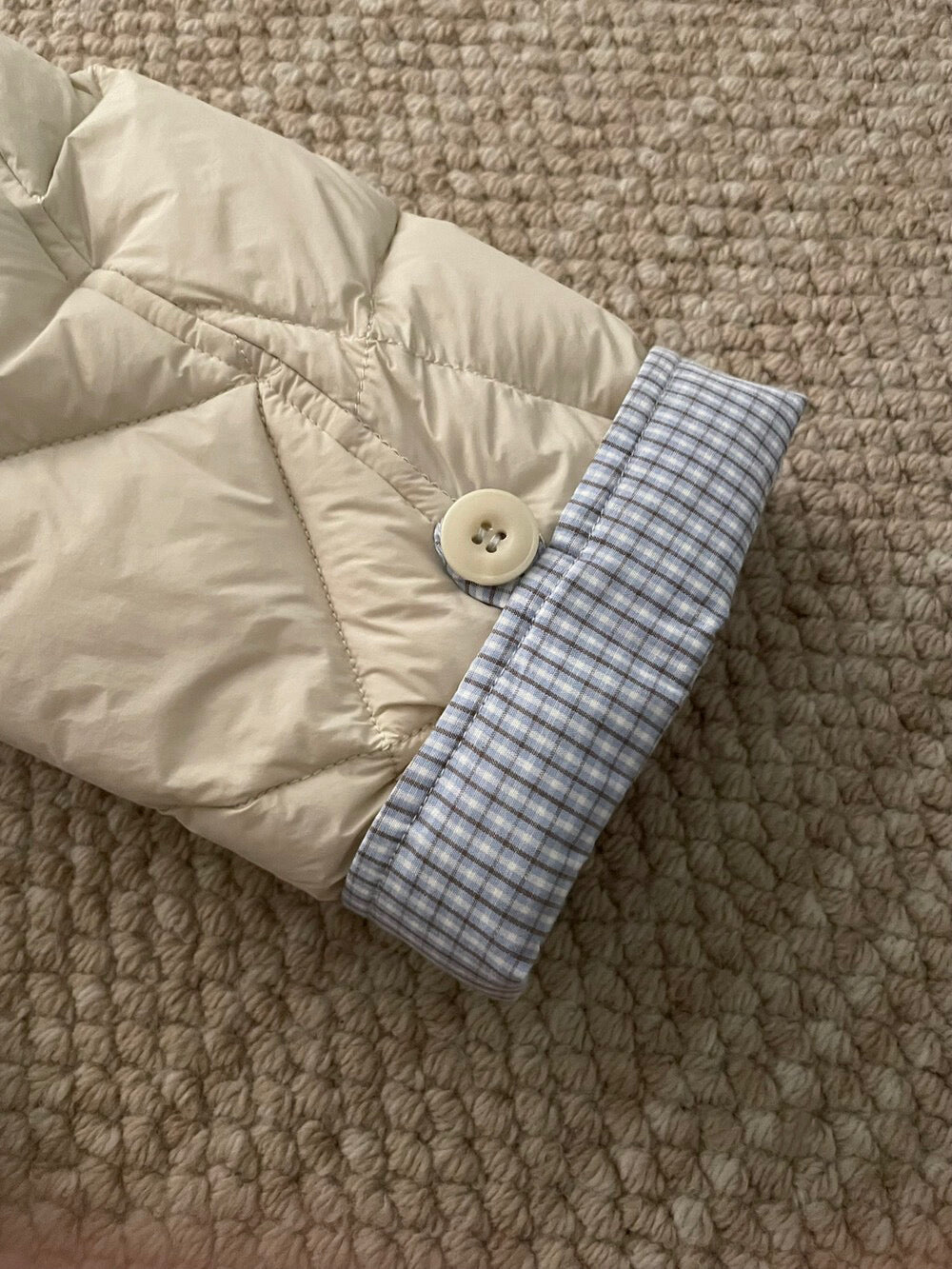 // 特別款菱格90%duck down拼接假兩件外套