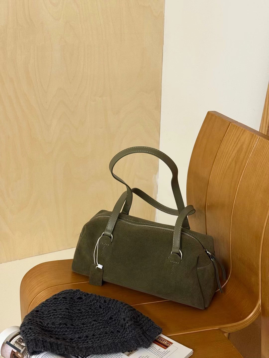 // 真皮麂皮絨bowling bag