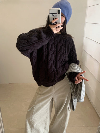 // 復古感扭紋麻花毛衣