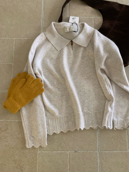 // 30%wool+30%raccoon鈎針衣擺一粒鈕翻領NT￼