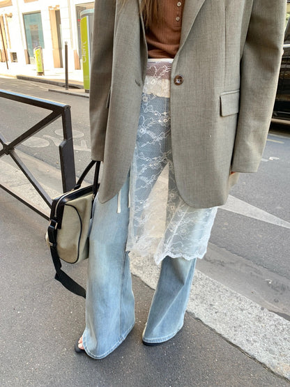 J08 / 衣櫃必備寬鬆款西裝外套(連lace裙簾)
