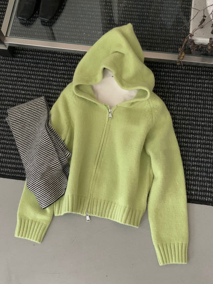 // 鬆弛氛圍感慵懶連帽雙拉鍊冷外套