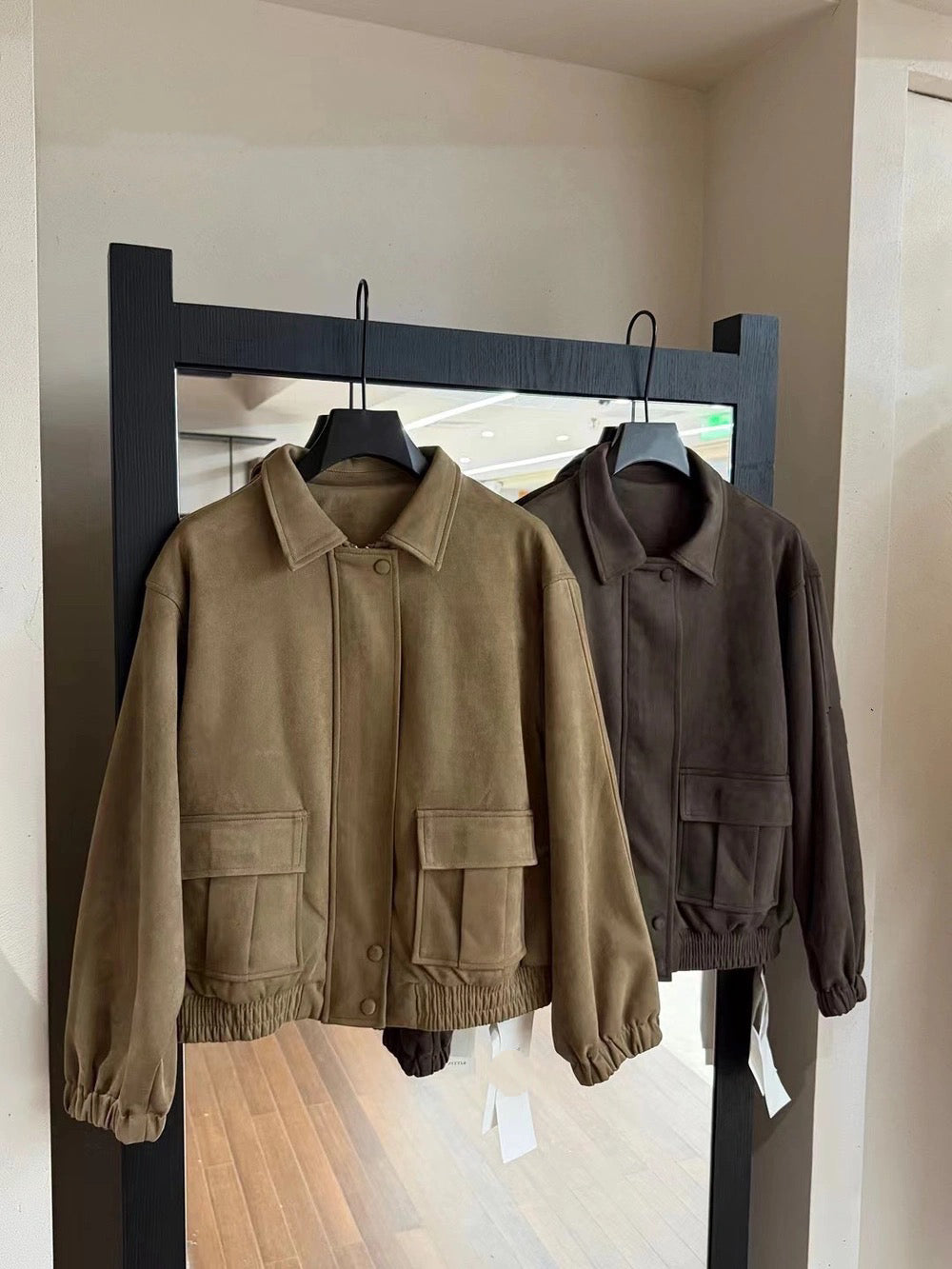 J44 / 雙口袋帥氣翻領工裝麂皮絨外套