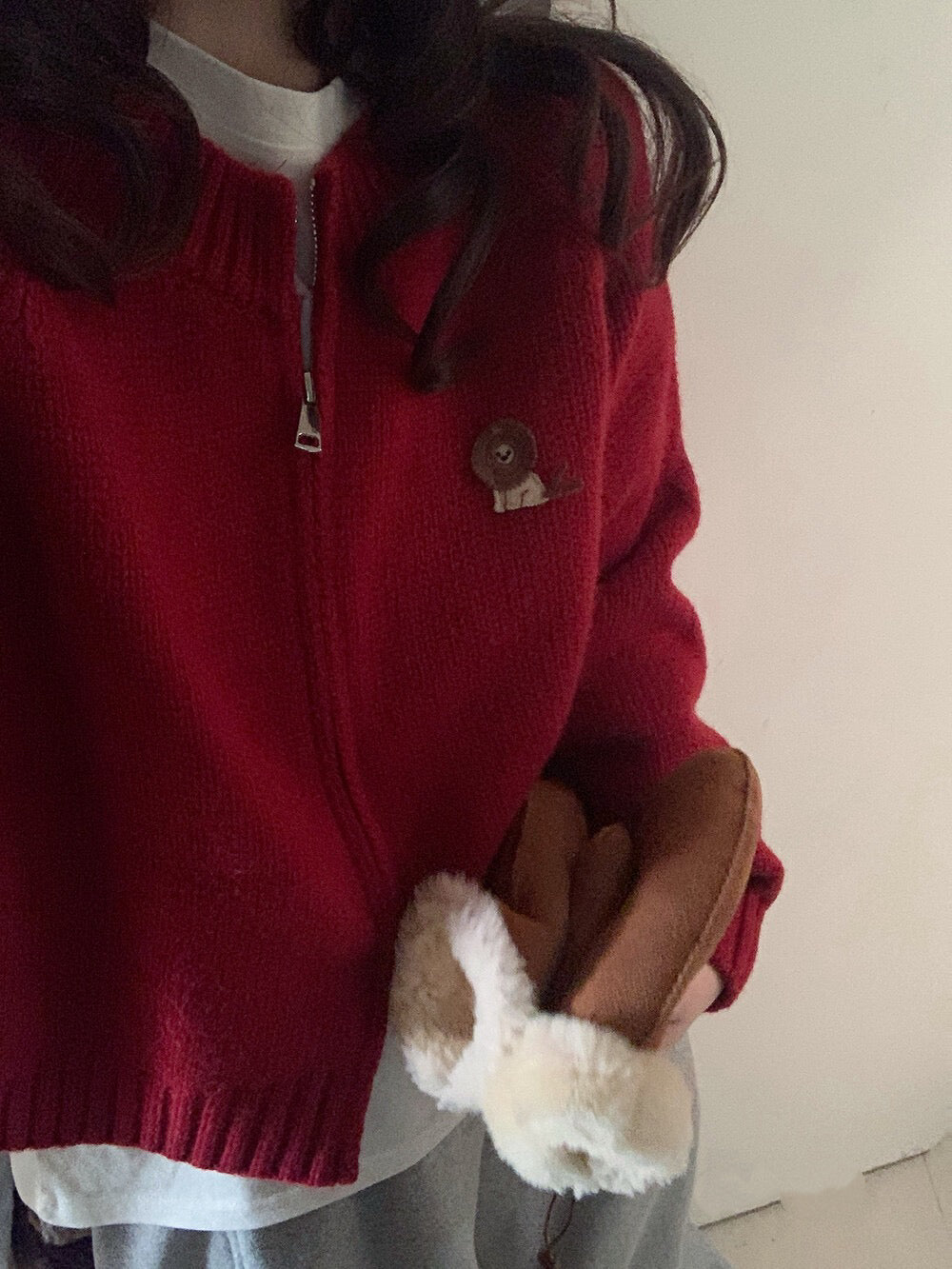 // 可愛動物刺繡上下拉鍊CD