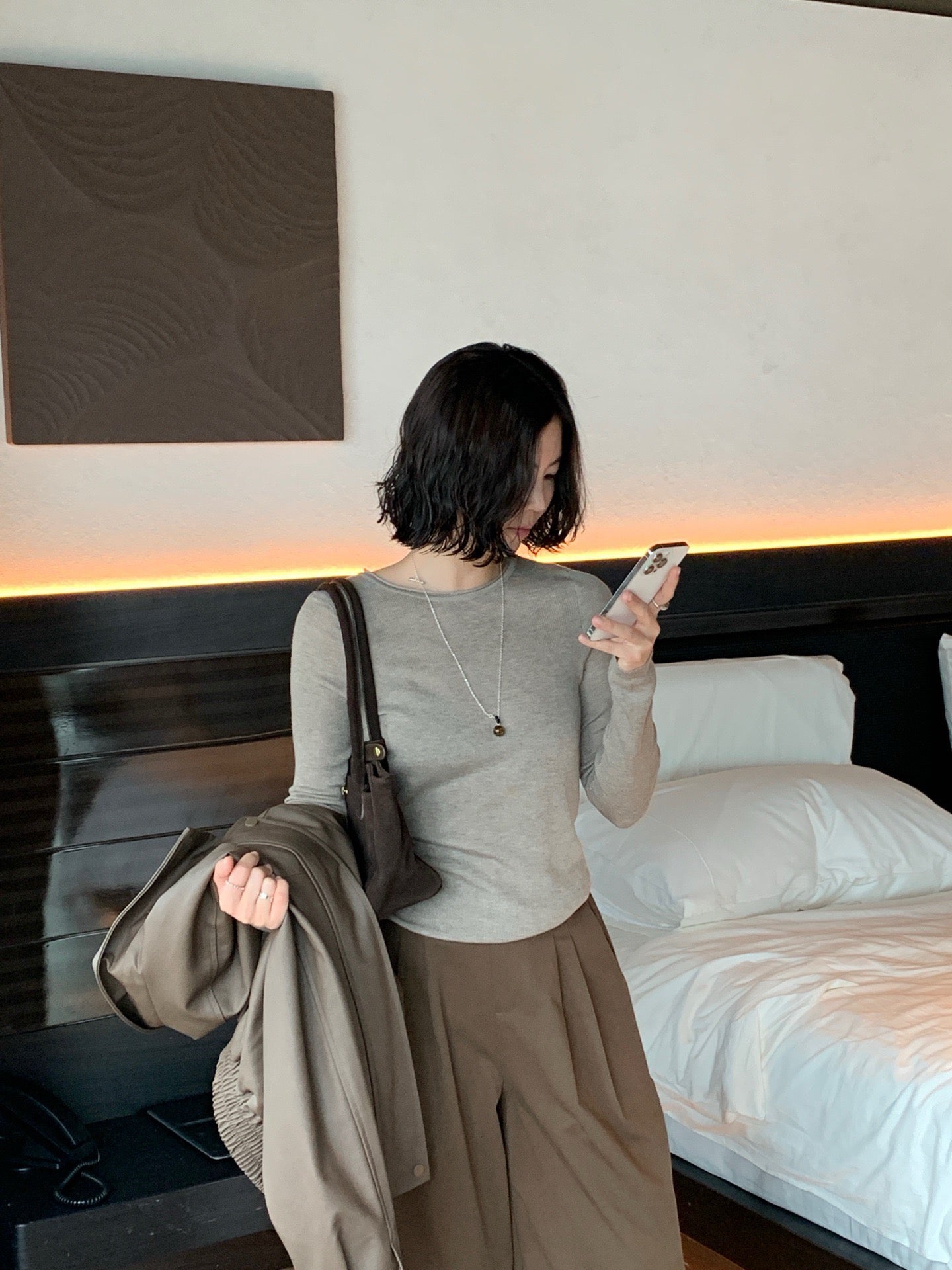 // 桑蠶絲+絲光羊毛親膚顯瘦薄針織￼