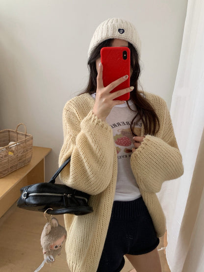 // 12%wool慵懶束袖口疏針CD