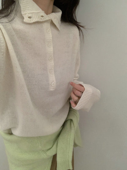 // 100%綿羊毛可立領半鈕扣NT