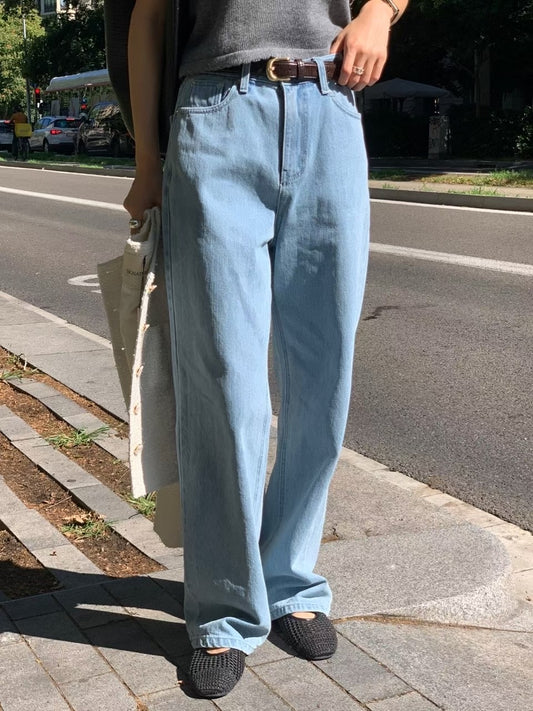 設計師款 // premium denim淺洗水直腳牛仔褲