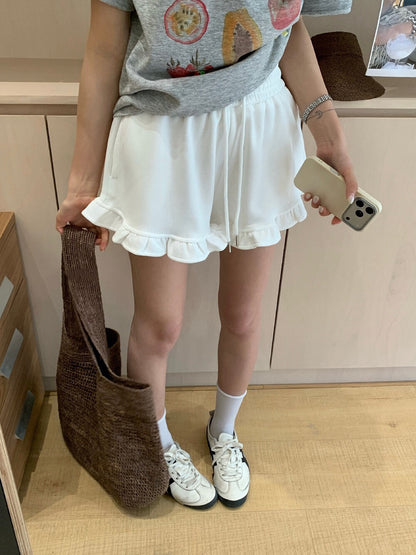 // 顯瘦荷葉腳休閒短褲