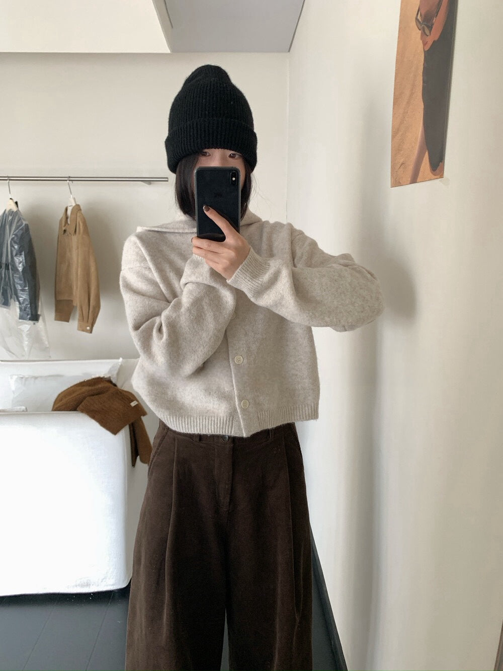 // 30%羊毛軟糯排扣連帽外套