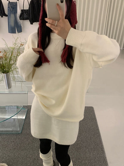 // 慵懶免配搭毛衣+短裙套裝
