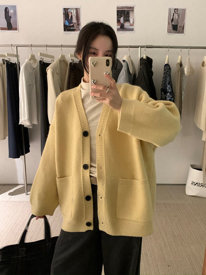 // 慵懶重磅靚色V領中長CD