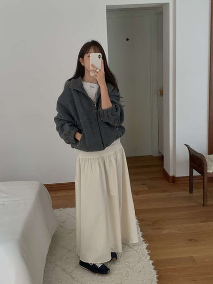 // 設計感粗裙頭壓褶傘裙