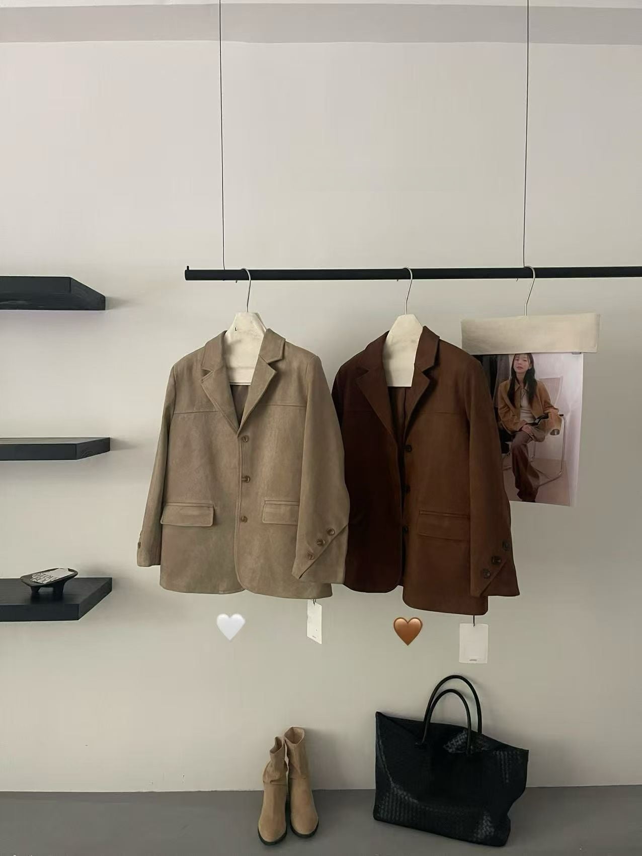 // 復古感超氣質牛皮絨外套