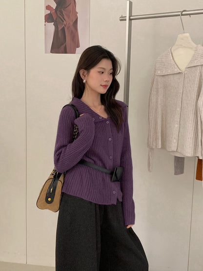 // 設計感大翻領側排扣NT