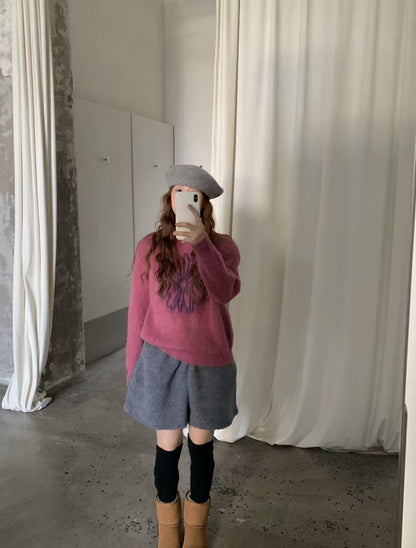 // 溫柔毛茸感雛菊拉絨毛衣