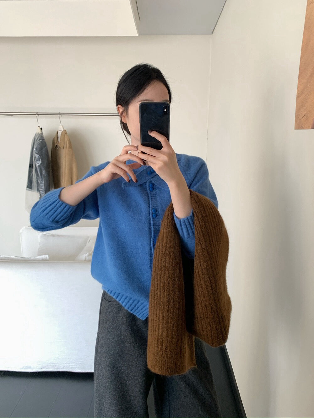 // 設計感交叉領帶double鈕扣CD