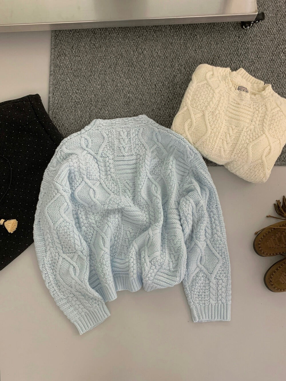 // 35%wool麻花紋慵懶毛衣