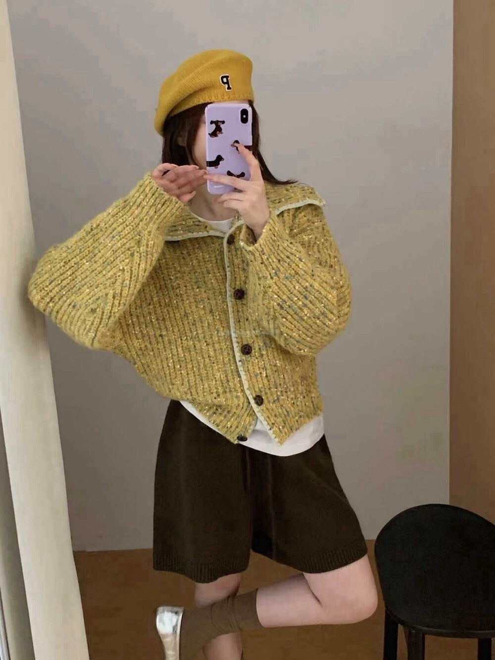 // 30%綿羊毛彩點包邊翻領CD