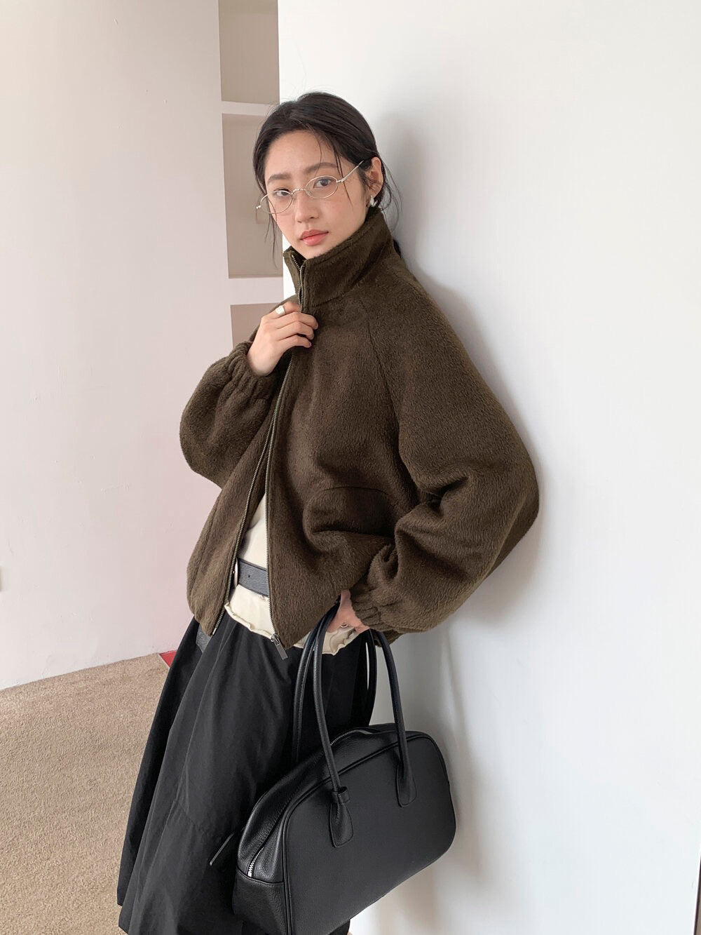 // 休閒風絨毛感夾棉外套