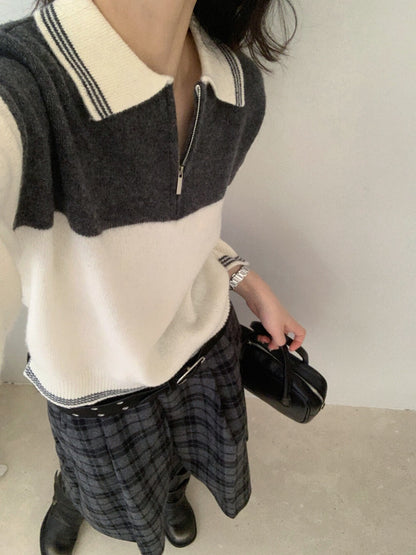 // 100%羊毛撞色polo KN