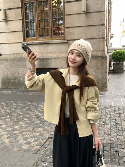 // 連披肩燈芯絨中短款SH