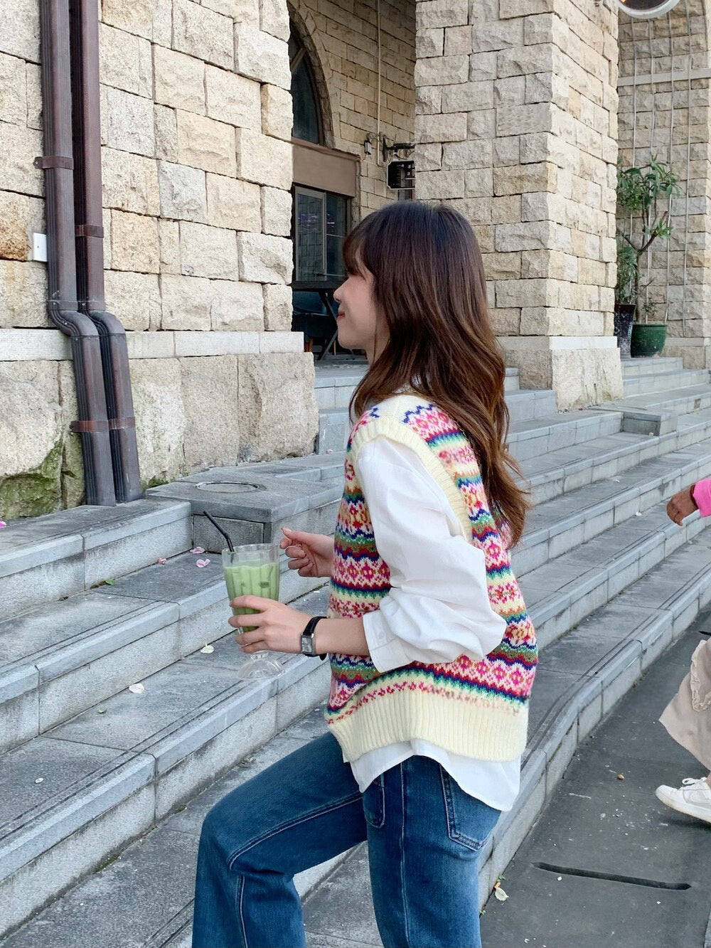 // 彩色復古patterns針織背心