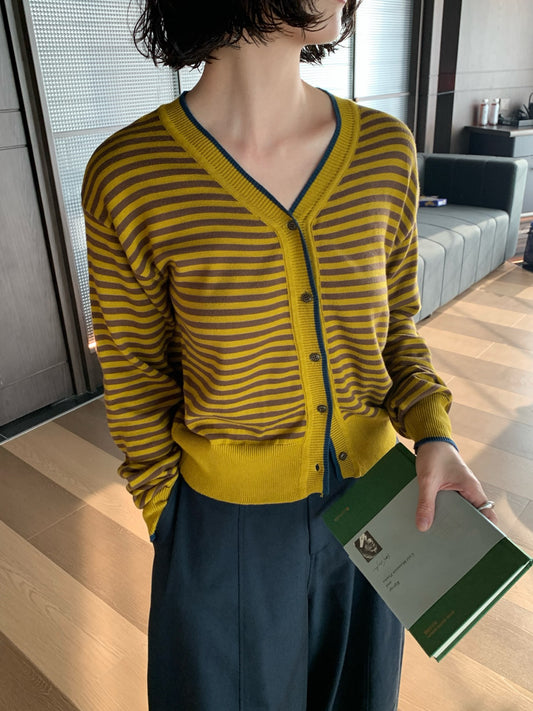 // 復古撞色間條包邊CD