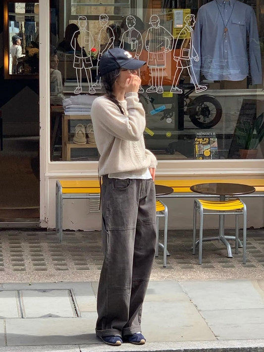 // 100%cotton工裝風側口袋牛仔褲