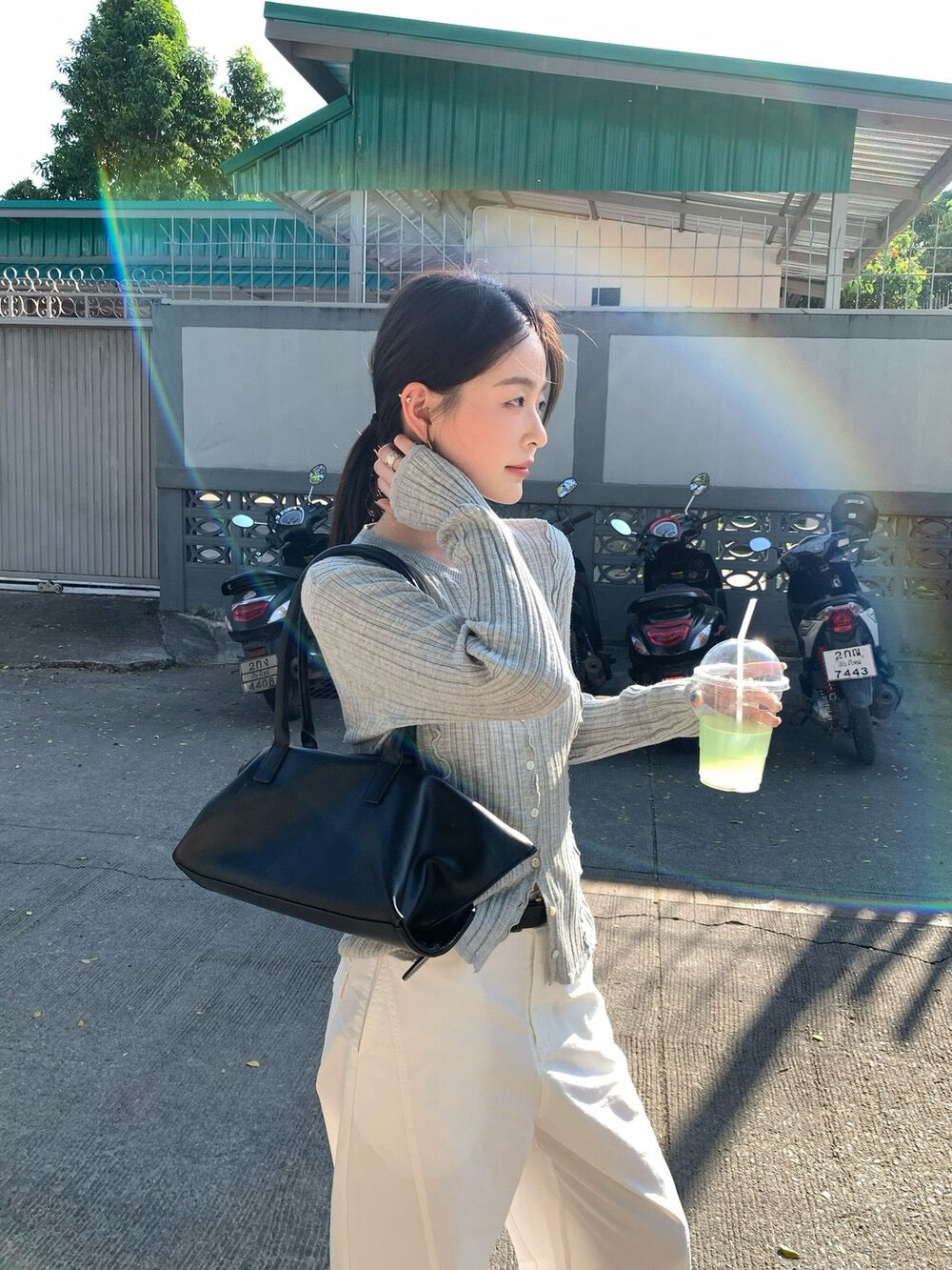 🪗 糖果色系直紋花邊薄針織外套