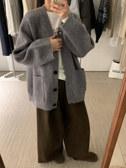 // 慵懶重磅靚色V領中長CD