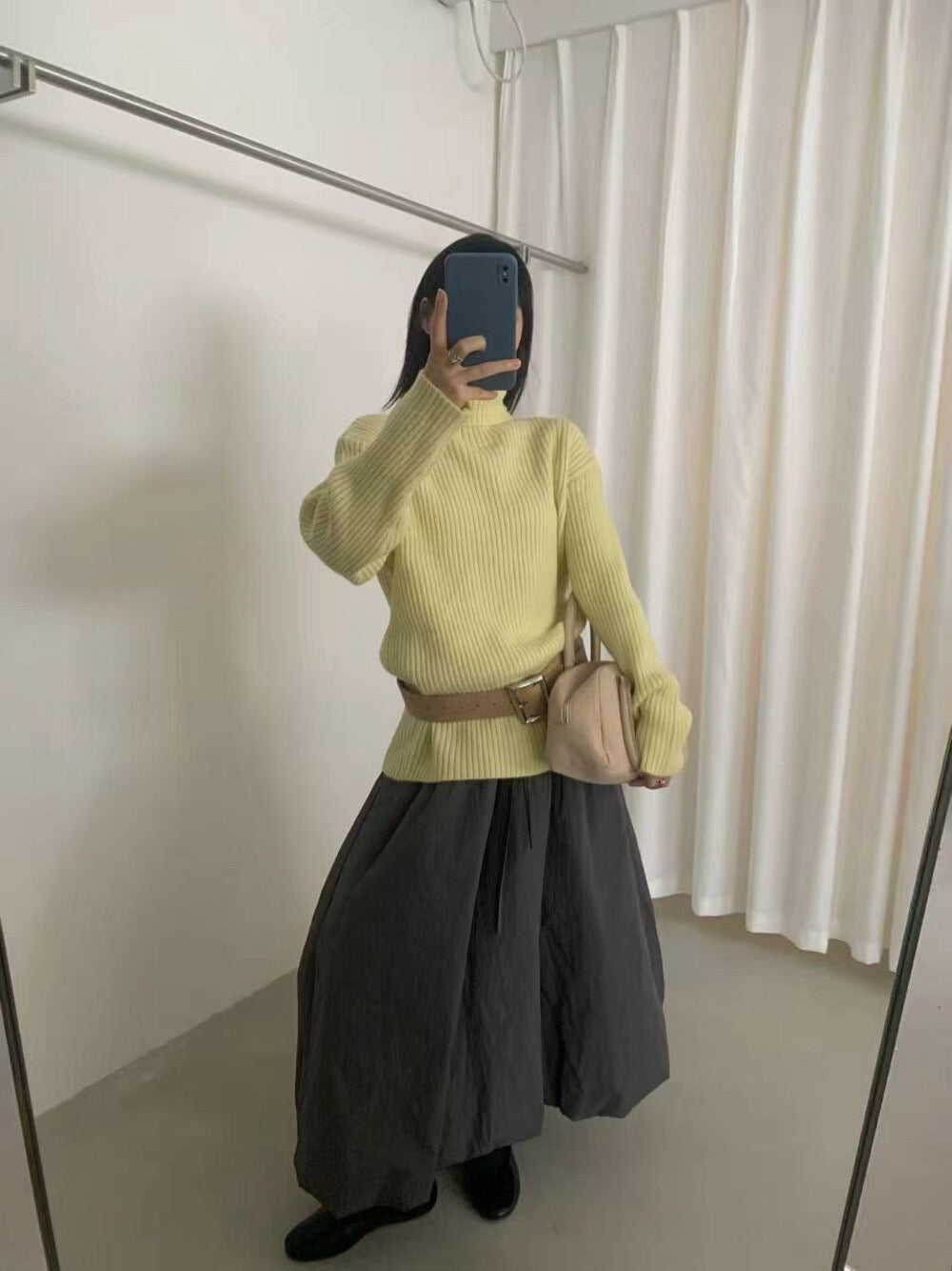 // 高領直坑紋親膚毛衣