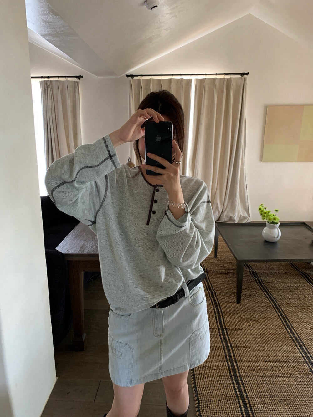 // 美式復古洗水口袋牛仔短裙