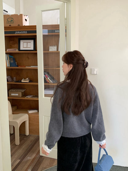 // 拼接lace邊精緻鈕扣CD