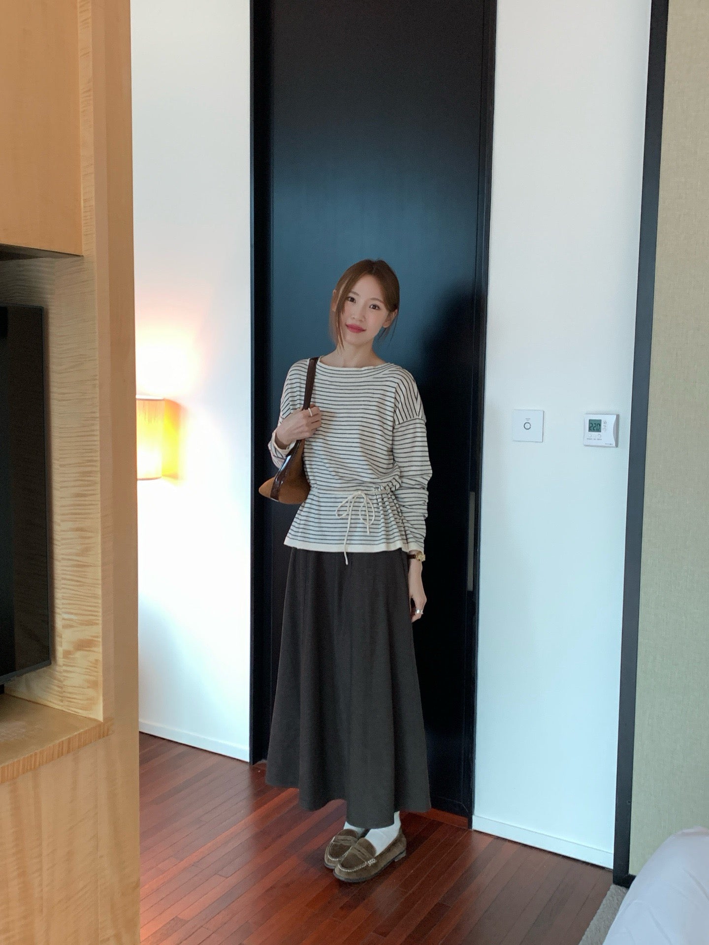 // 三種穿法8%wool親膚間條綁腰NT