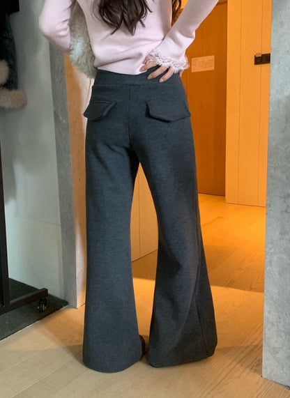 // 懶人神褲～超舒服羊絨微喇叭褲