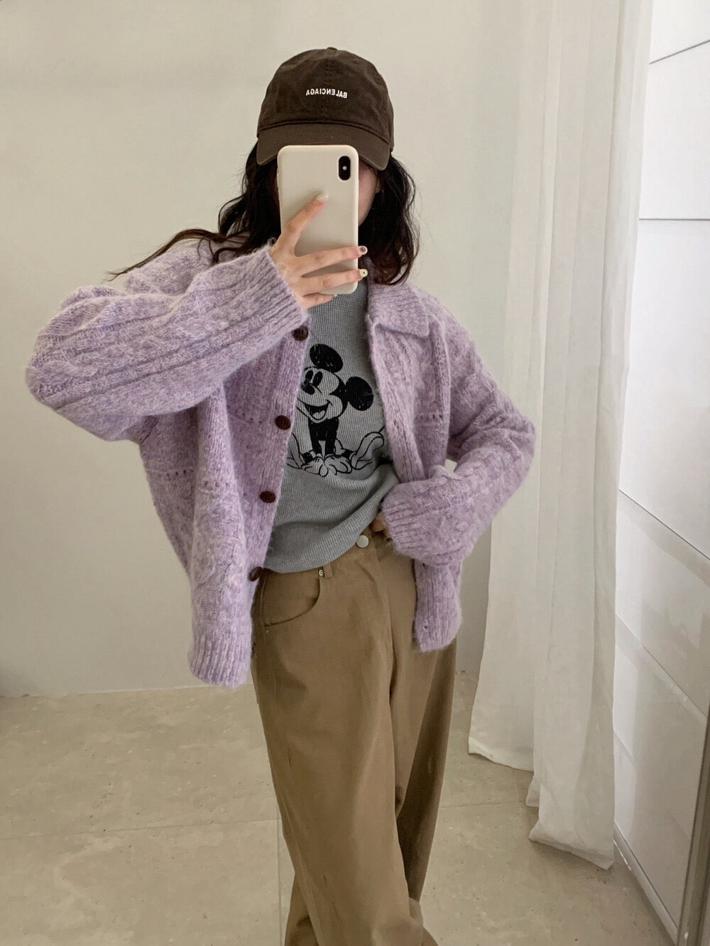 // 8%wool彩紗線菱格麻花翻領CD