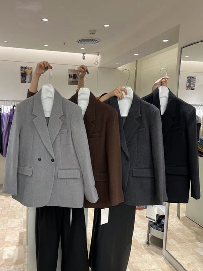 // 10%wool經典雙排扣毛呢西裝外套