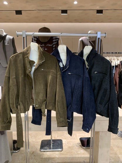 // 質感超好的雪尼爾絨帥氣短款外套