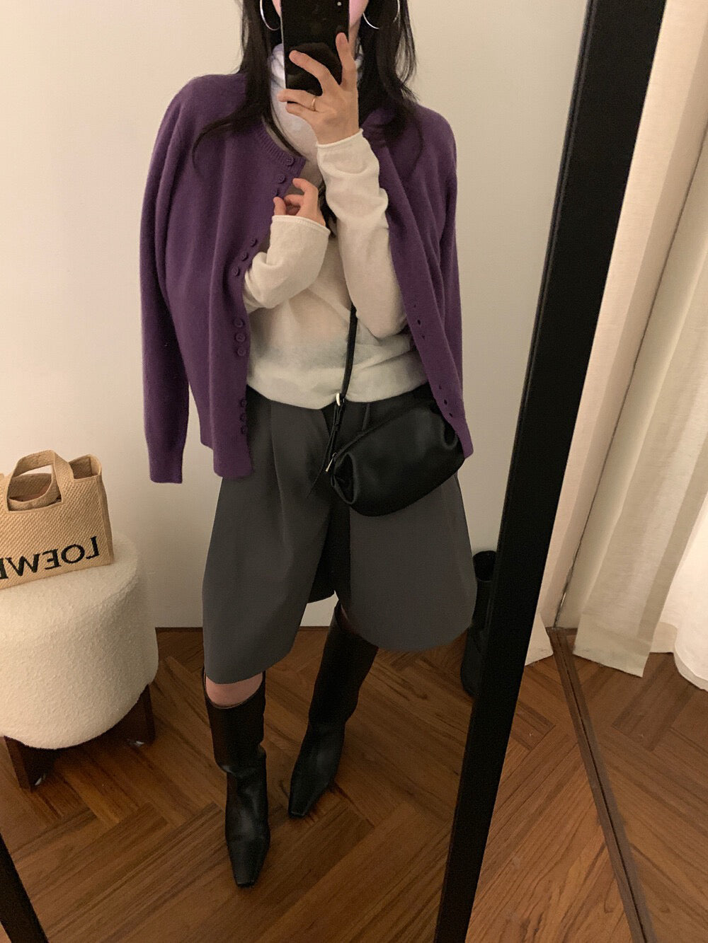 // 設計感特別鈕扣設計100%wool靚色CD