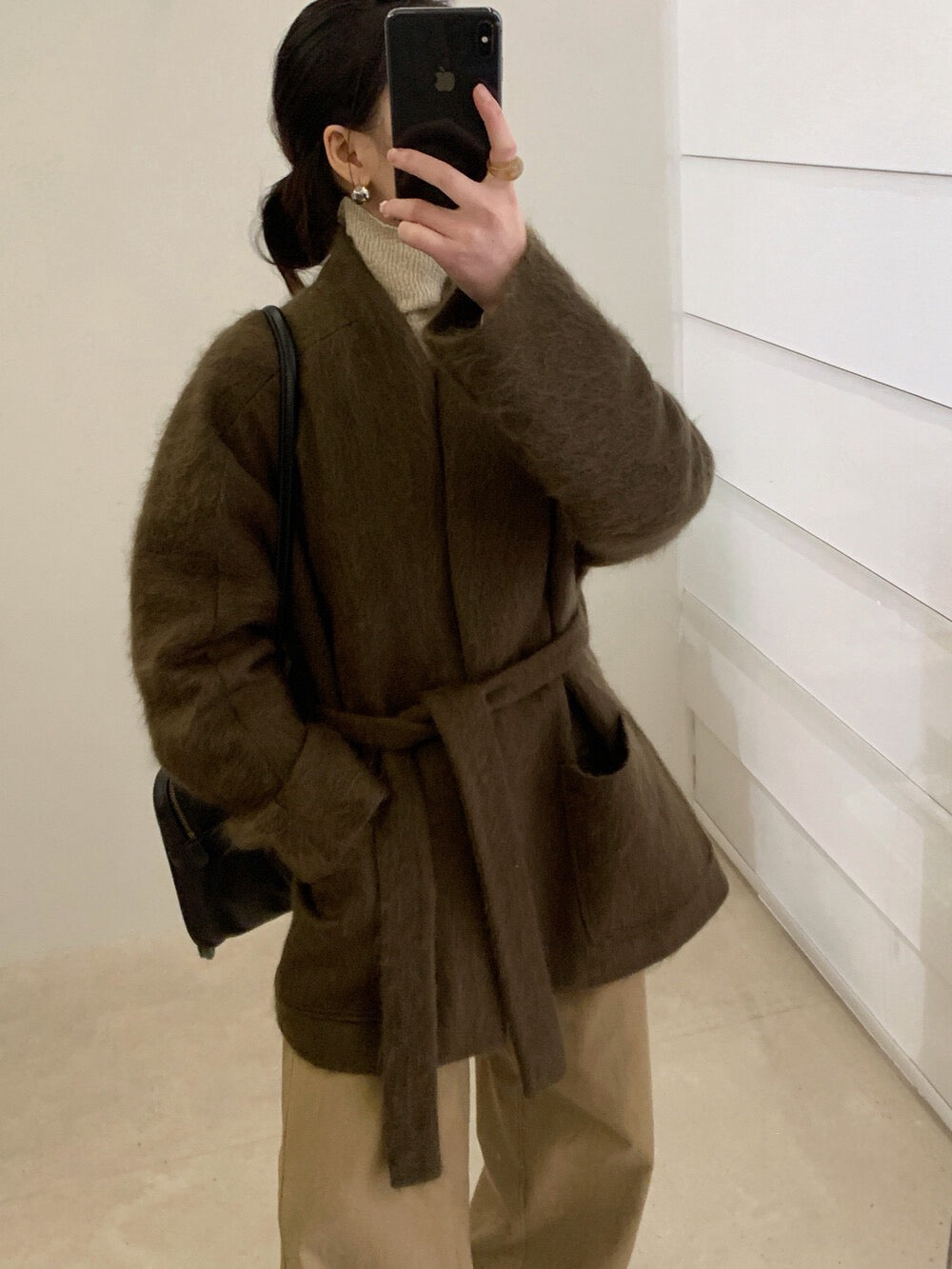 // 90%綿羊毛+10%山羊絨超高質交叉浴袍式外套