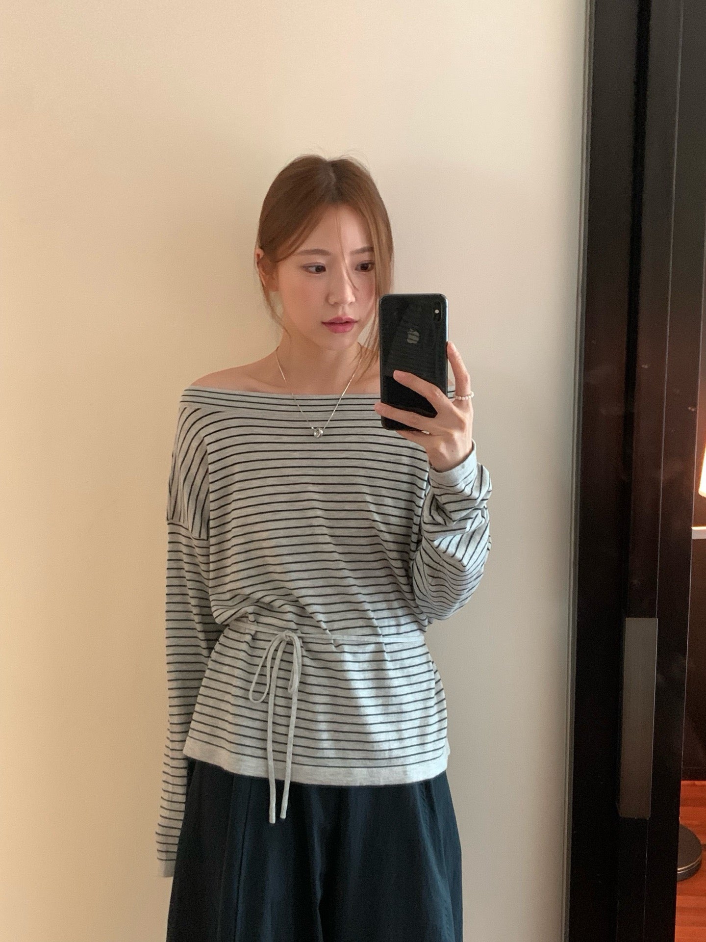 // 三種穿法8%wool親膚間條綁腰NT