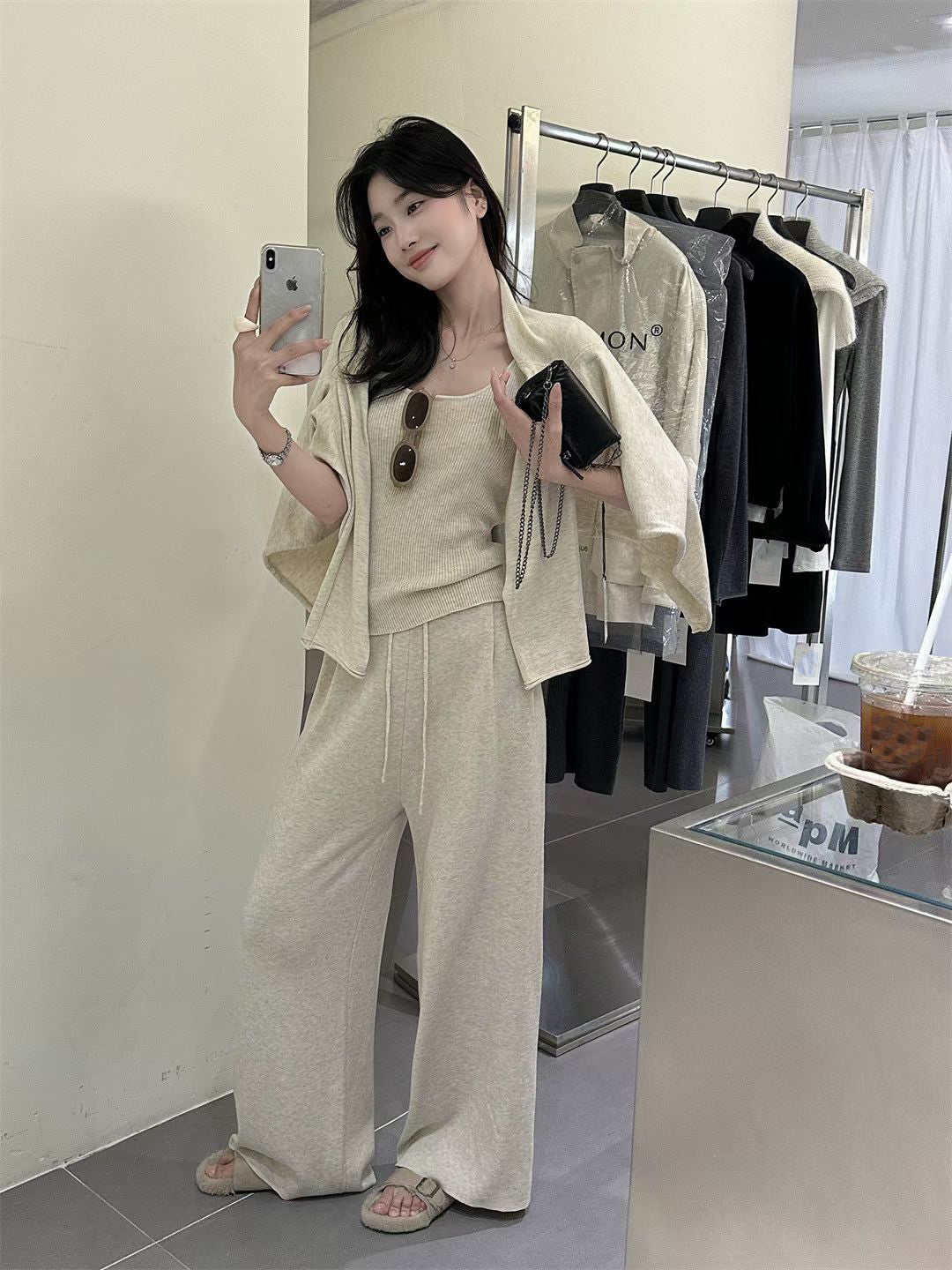 // 超氣質背心+外套+褲三件套