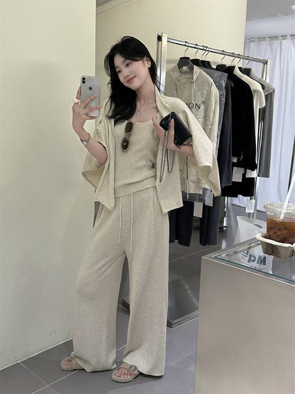 // 超氣質背心+外套+褲三件套