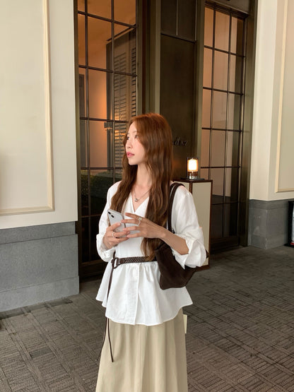 // 連腰帶法式氣質一件式BL